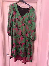 New Ladies Dress Live Unlimited Size 20 Green Pink Evening Occasion V Neck