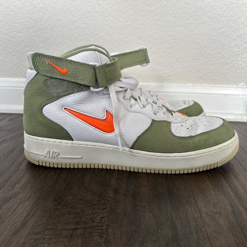 Nike Air Force 1 Mid QS Jewel Oil Green White Orange Mens Size 13 DQ3505 100 - Picture 5 of 20