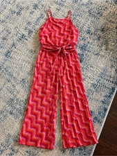 Forever 21 Pink Wave-Print Spaghetti Strap Jumpsuit