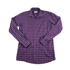 Eton Dress Shirt Mens 16 / 41 Blue Red Plaid Contemporary Fit Signature Twill