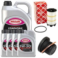 MotoröL Filter Set 5W-30 Plus Meguin 9 Liter + Schraube FüR Audi A6 A5 VW 4.2
