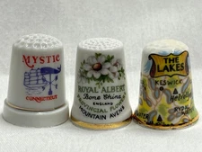 Three Ceramic Souvenir Thimbles