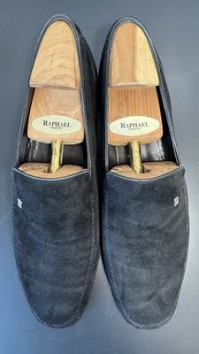 MORESCHI Loafer Slipper Wildleder Schwarz Gr. 44 UK 10 Luxury Business Italy