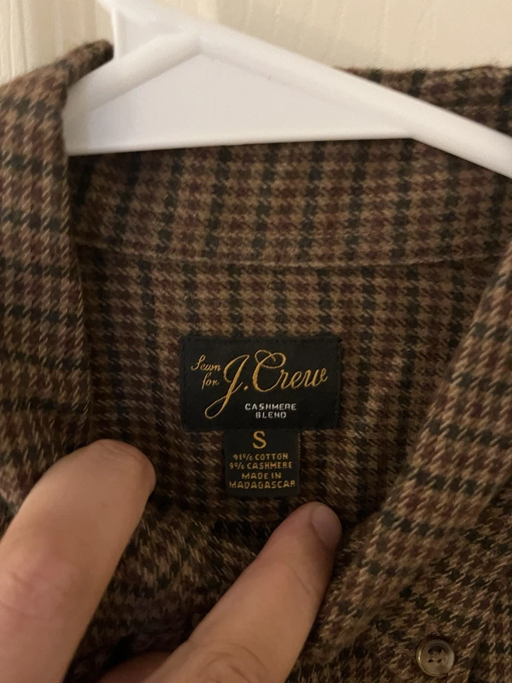 2x J. Camisa de franela a cuadros Crew de mezcla de algodón y cachemira para hombre pequeña precio de venta sugerido por el fabricante $149 Foto 3 de 3