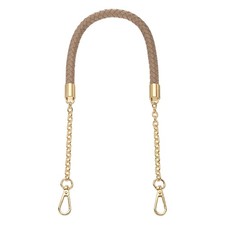 62cm/24.4" PU Leather Braided Purse Strap Taupe, Light Gold Buckle 