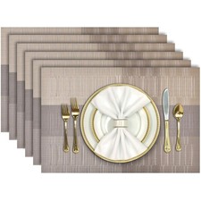 Abwaschbare Tischsets 6er Set - Hitzebeständig & Rutschfest in Bambus-Gold