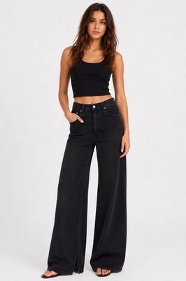 $395 RE/DONE - Black Flow Low Rider Loose Fit Baggy Wide Leg Jeans - Women's 26