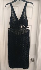 Almost Famous Crotchet Open Mid Dress Black Xl Y2K Cittagecire Feminine Sexy