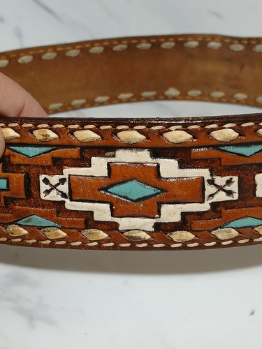 RAR Vintage Tony Lama Southwestern Stil Ledergürtel mit Thunderbirds "Bobby" - Bild 8 von 10