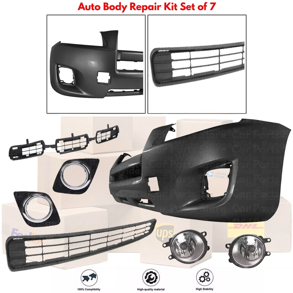 Front Bumper Cover Fascia & Fog Light Assembly Kit For 2009-2012 Toyota RAV4 Foto 2 de 4