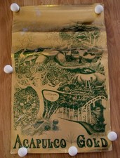 Acapulco Gold Poster Vintage 1967 Impulse Green On Gold Foil