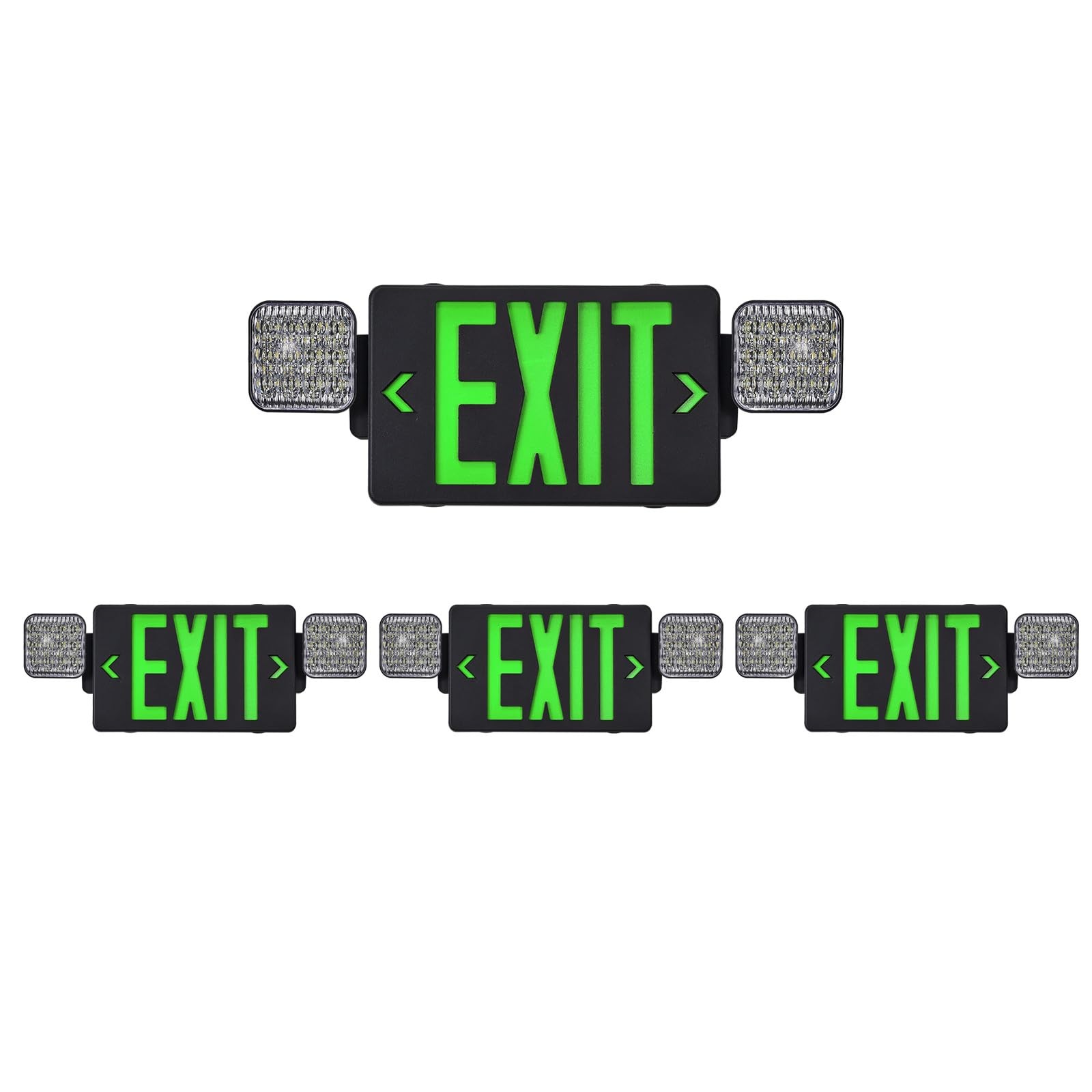 Black Housing Exit Sign with Emergency Lights, LED Emergency Exit Light with ...