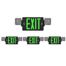 Black Housing Exit Sign with Emergency Lights, LED Emergency Exit Light with ...