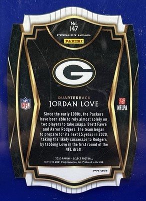 JORDAN LOVE 2020 SELECT Rookie DIE-CUT BLUE PRIZM RC #147 Green