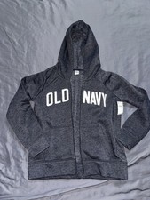 Old Navy Kids Large 10/12 Hoodie Sweatshirt Fleece Gray Zipper Front NWT