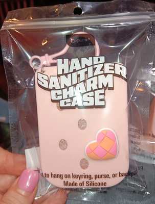 b.pure Hand Sanitizer Charm Case Pink Silicone Keyring Holder