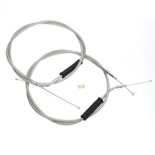 38.4" Stainless Steel Braided Extended Throttle and Idle Cable Kit for 2007-2...