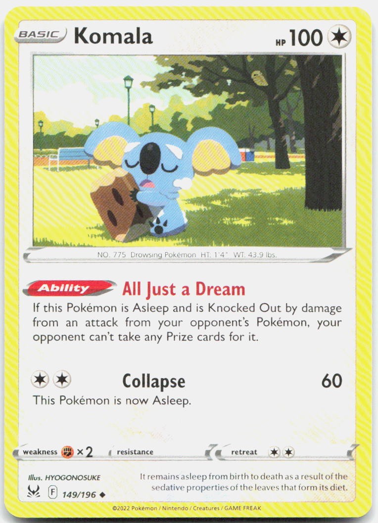 Komala 149/196 Uncommon Lost Origin Pokemon Near Mint