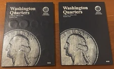 Lot of 2 Complete Whitman Quarter Albums #9038, Full Albums, 22 Coins Each