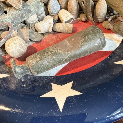 Dug Civil War 💥 🇺🇸 💣 Flag Staff Base Cast Brass Unusual Richmond