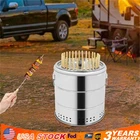 Portable Stainless Steel Smokeless Barbecue Charcoal Barrel Grill w/ 30 Skewers