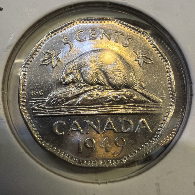 1949 Canada 5 Cent George VI Canadian  Nickel Coin Five Cents U255