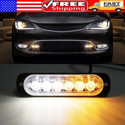 8~32X Amber/White 6LED Strobe Light Bar Car Truck Flashing Warning Hazard Beacon