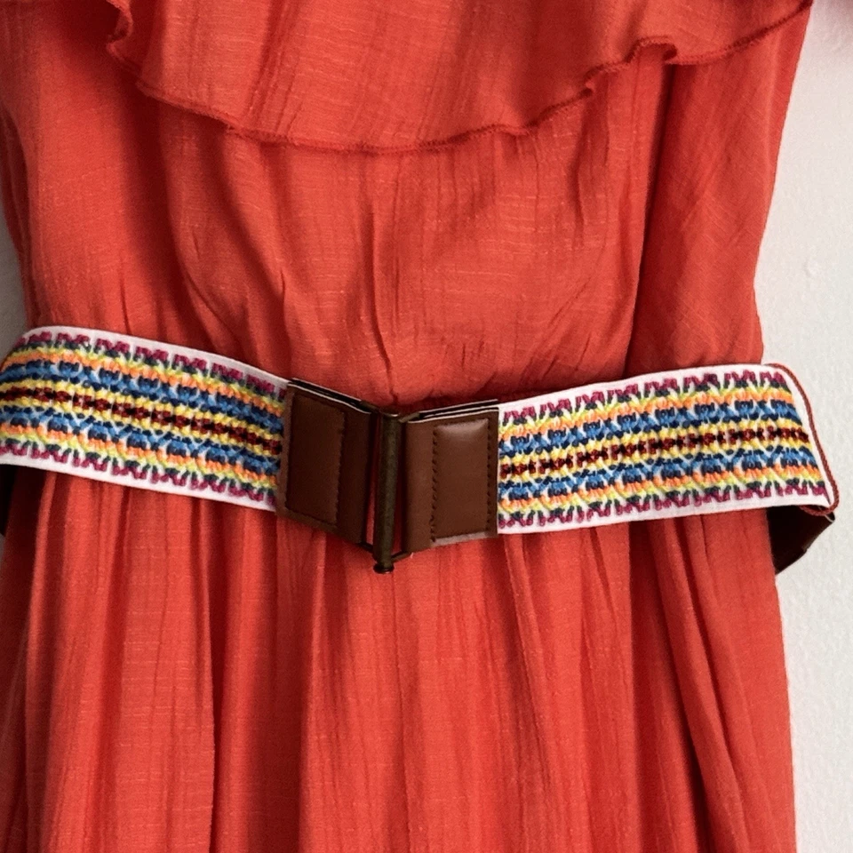 Vestido Amy Byer Niñas Talla 14 Tween Solero Elástico Cintura Cinturón Boho Foto 4 de 4