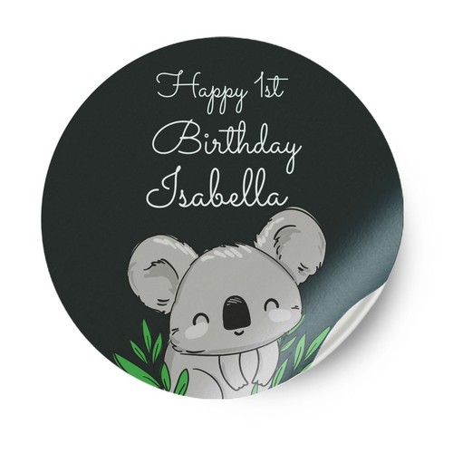 Personalised Koala Design Any Name Birthday Stickers Party Decoration Label 58 - Picture 4 of 11