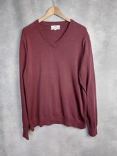 MARKS AND SPENCER JUMPER XL CHEST44-46" BURGUNDY V NECK 100% COTTON JUMPER VGC