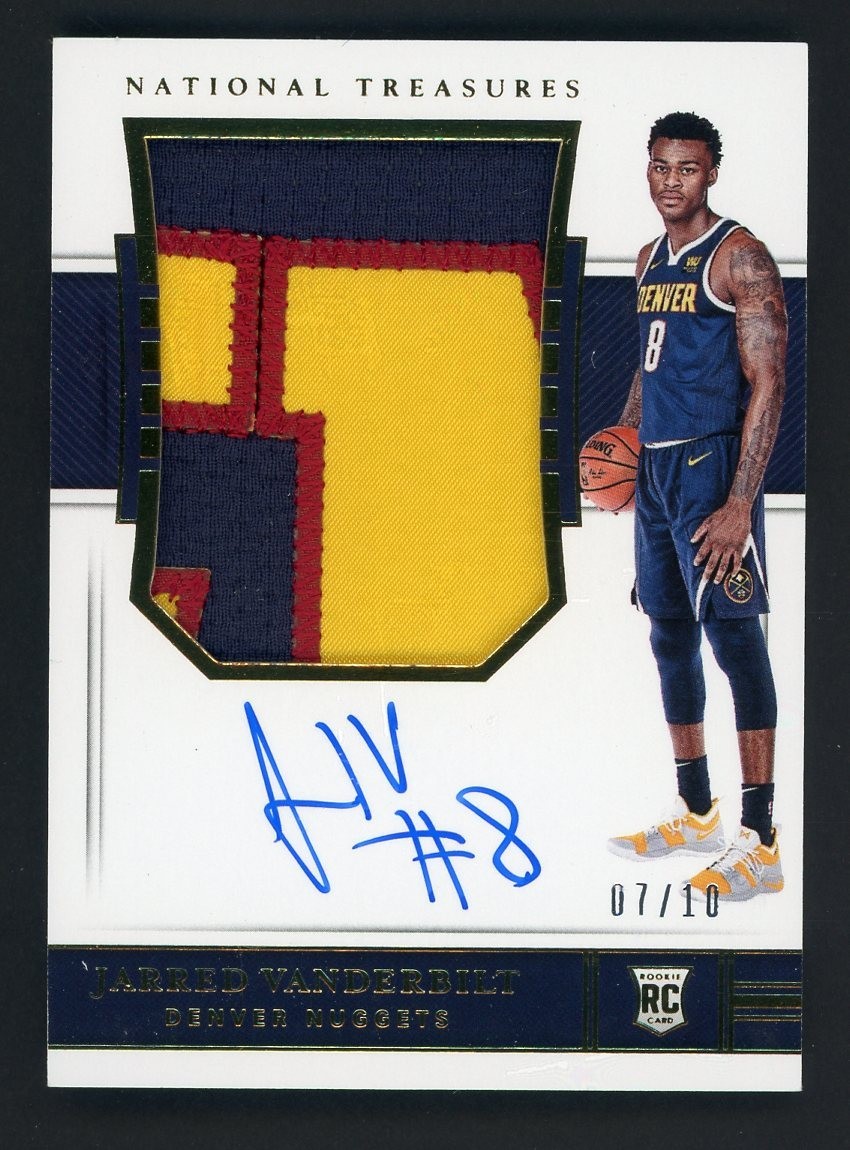 2018-19 National Treasures Gold #114 Jarred Vanderbilt RPA RC Patch AUTO 7/10