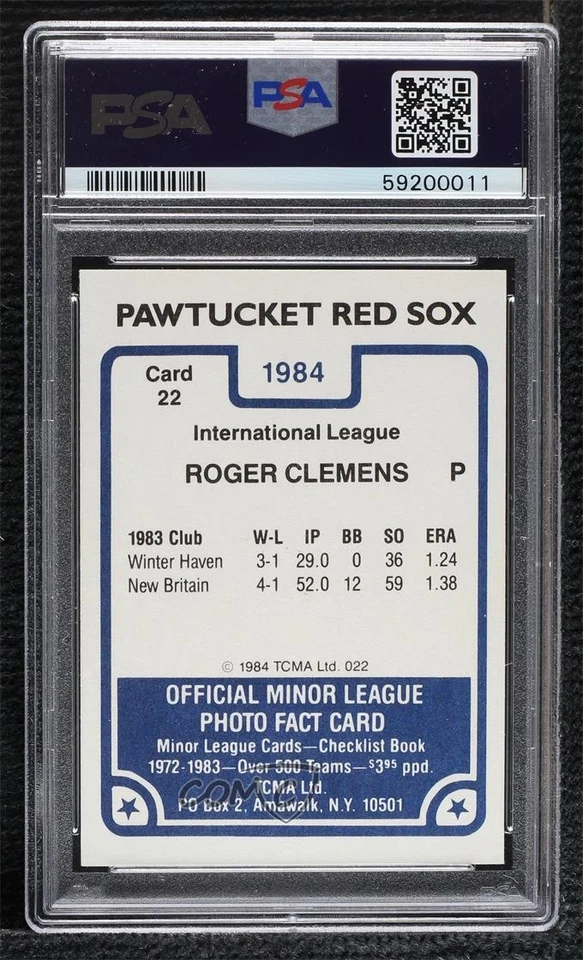 1984 TCMA 小联盟罗杰·克莱门斯 #022 PSA 8 — 第 2/2 张图片