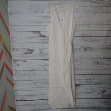 Andie The Maxi Wrap Dress Womens Medium White Linen Blend Tie Waist AAD111-COCO