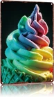 Rainbow Ice Cream Cone Vintage Metal Tin Sign for Kitchen Bar Cafe 8X12 Inch