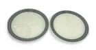 2 Vintage PYREX Corning Grecian Grey Laurel Leaf 9.5” Milkglass Divided Plates