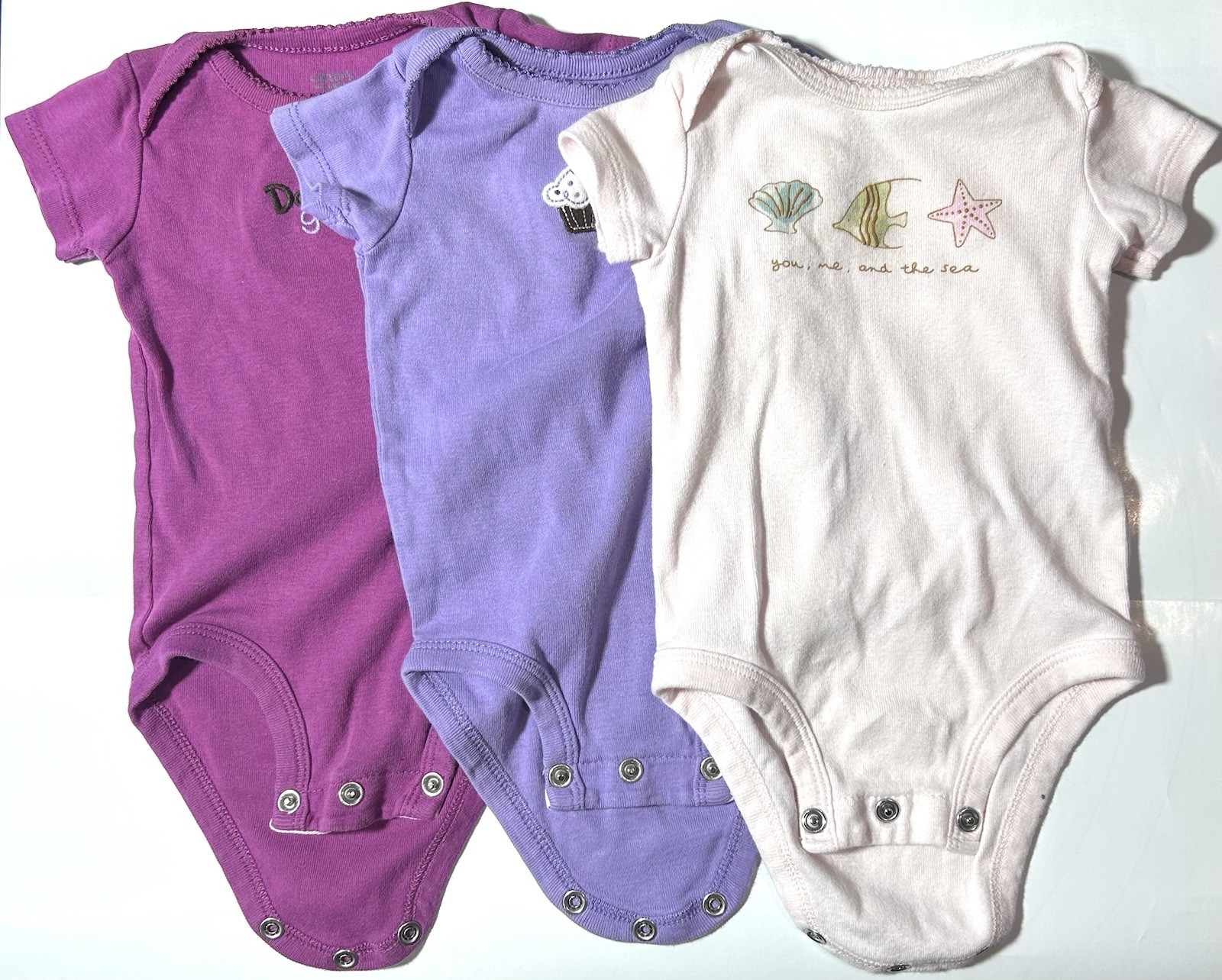 Carter’s 3 month Baby Girl Short Sleeve One Pieces, Lot Of 3