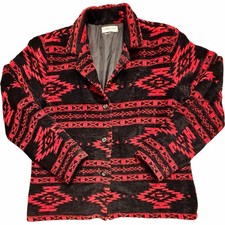 Coldwater Creek Navajo Aztec Jacket Womens Large Red Black Lined Western Boho