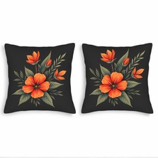 Set of 2 Decorative Throw Pillow Covers 18x18in - Elegant Floral Design