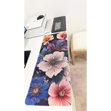 Vintage Floral Art Large Mouse Pad 31"x11.5" Anti-Slip Desk Keyboard Mat Decor