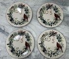 New Lenox WINTER GREETINGS Christmas Bone China Dinner Plates Set 4 Made In USA