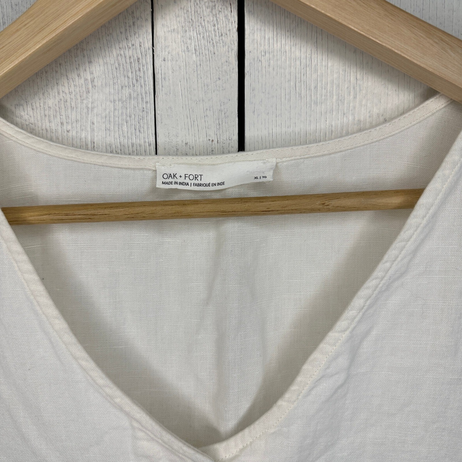 Oak + Fort White Linen Blend Midi Dress Button Front Pockets Casual XL