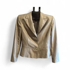 KASPER Womens Career Blazer Jacket Tan Lined Professional Size 8
