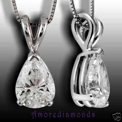 0,95 ct Birnenform Brillant natürlicher Diamant Solitär Anhänger 14 Weißgold 16''