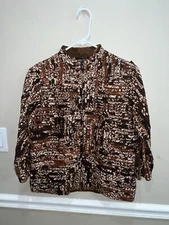 Multiples Full Zip Top S cardigan Womens 3/4 Sleeve nylon/cotton full zipper