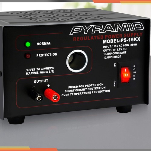 PYRAMID PS15K.5 Uniwersalny kompaktowy zasilacz stołowy (10 A) - czarny - Zdjęcie 6 z 6
