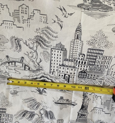 New York Fabric Genevieve Gorder 1Y White Black Scenic Toile B5 - Picture 5 of 10