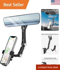 Retractable Car Phone Holder - Stylish Black Rearview Mount for All Smartphones
