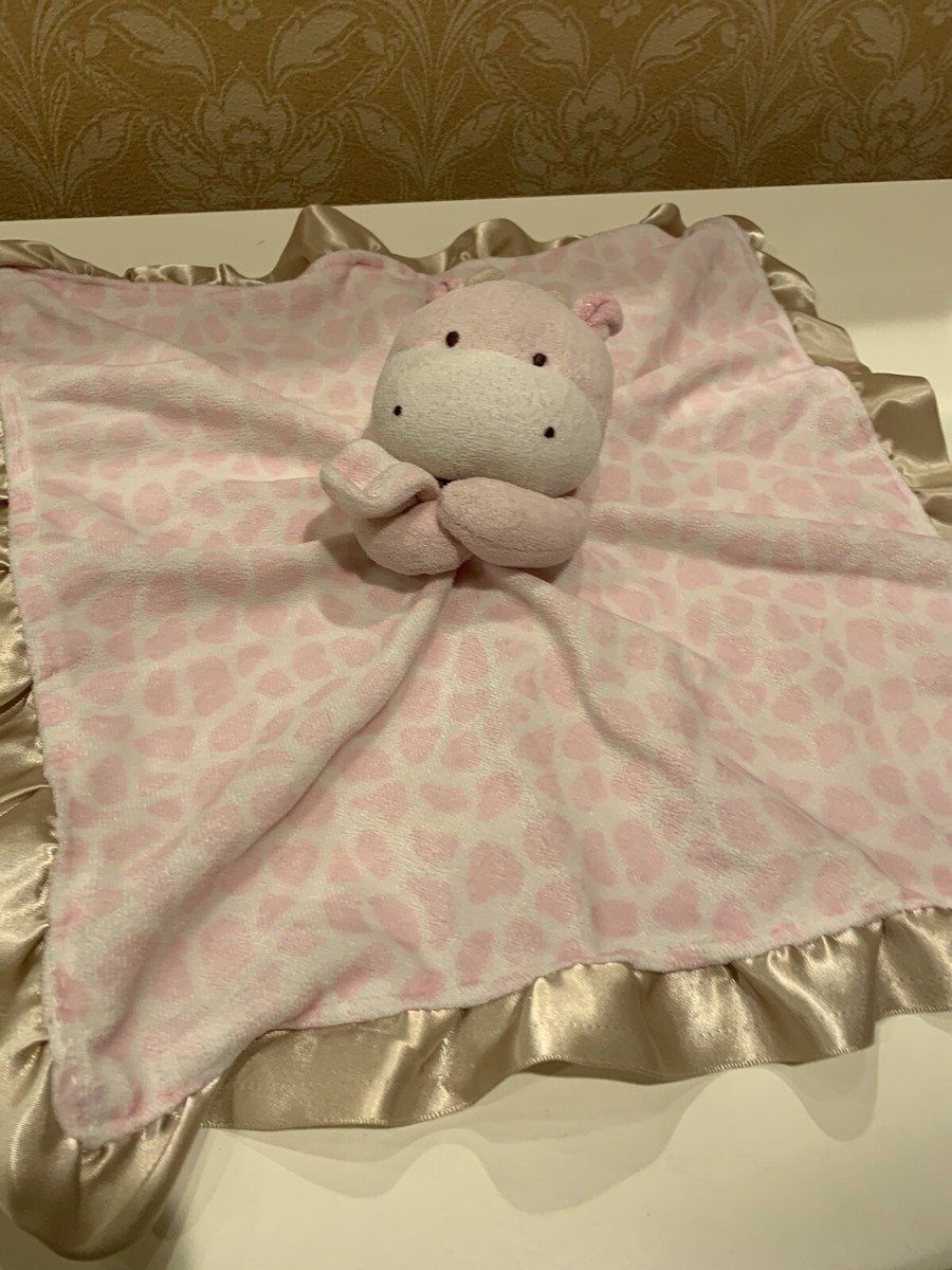 Carters Baby Girl Plush Giraffe Security Blanket Rattle Satin