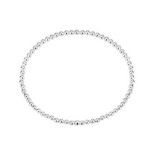 Simple Round 3mm Beads Sterling Silver Stretch Bracelet