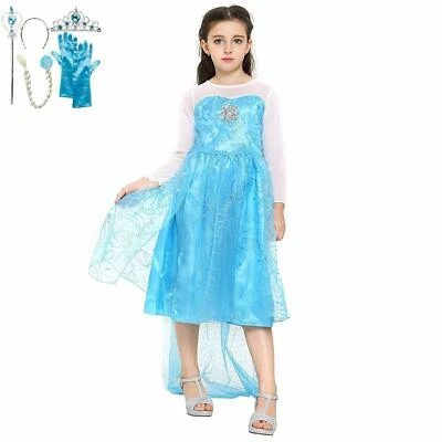 Katara 1099 - Frozen Eiskönigin Elsa Kostüm Set, Kleid Diadem Handschuhe Zaubers